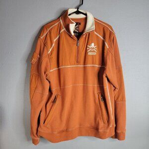 Coogi Mens Sweatshirt Pullover Large Orange 1/4 Zip Pockets Y2K